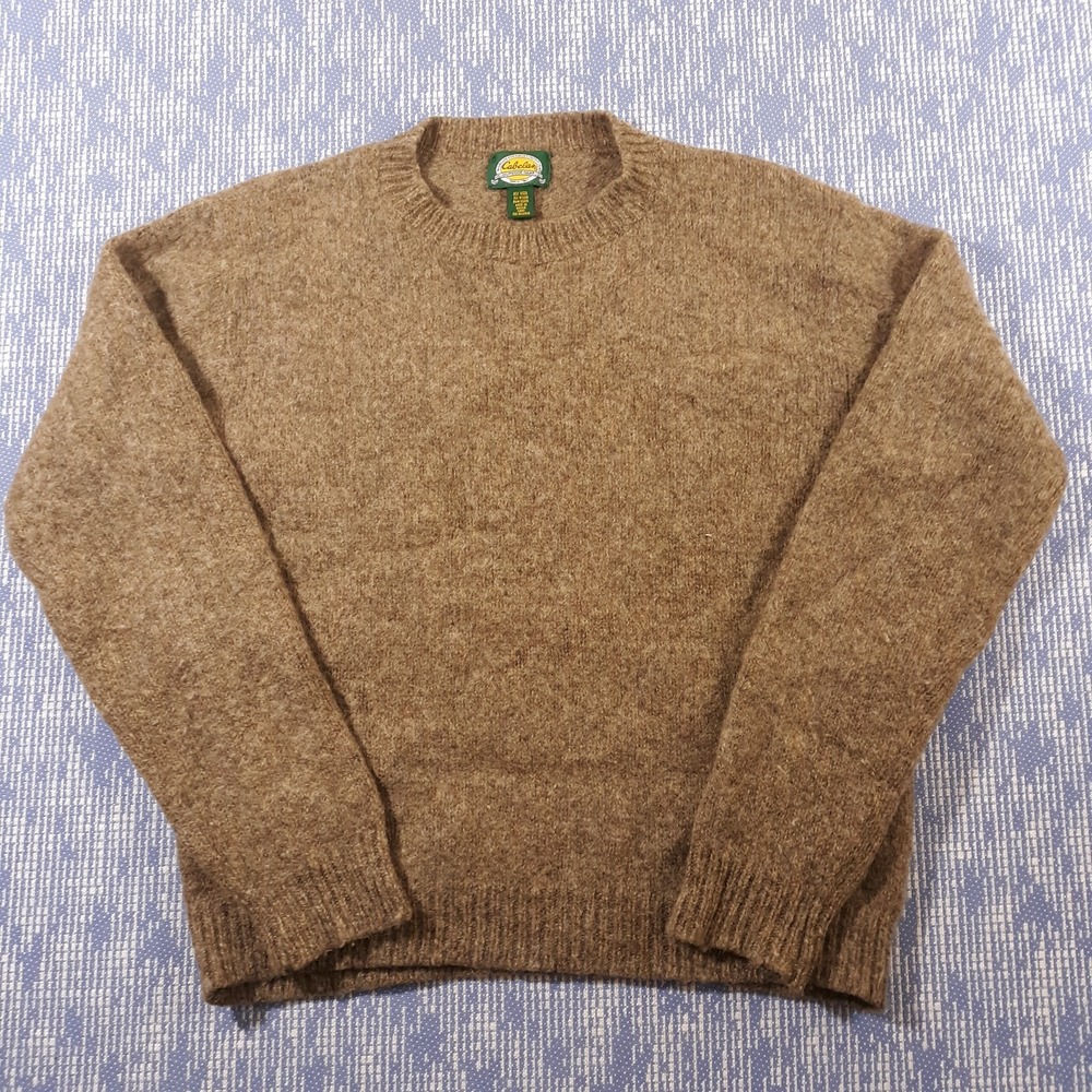 Cabela's Sweater Wool Blend Mens M Heavyweight Brown Outdoor Hunting Crew Neck